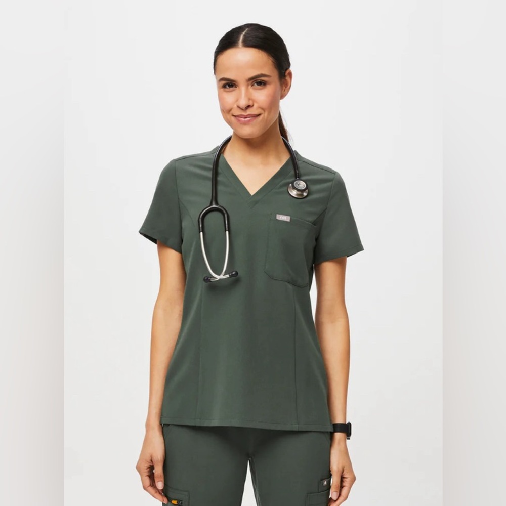Figs dark moss scrub set (top small, bottoms extra small tall)